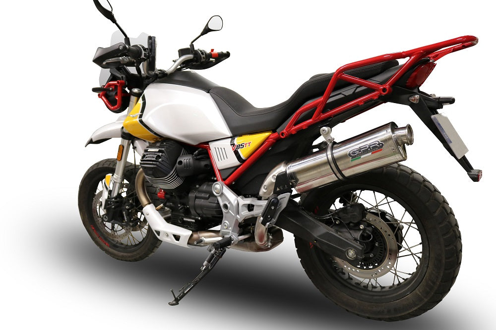 GPR exhaust Moto Guzzi V85 TT 2021-2024, Trioval, Homologated legal slip-on exhaust including removable db killer and link pipe - GPR Exhausts