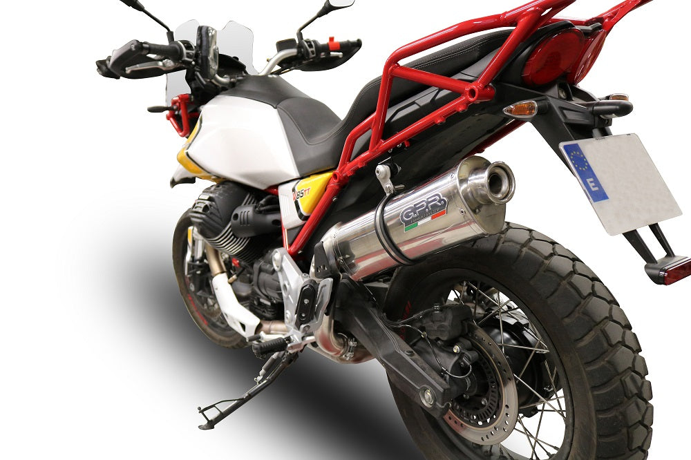 GPR exhaust Moto Guzzi V85 TT 2021-2024, Trioval, Homologated legal slip-on exhaust including removable db killer and link pipe - GPR Exhausts