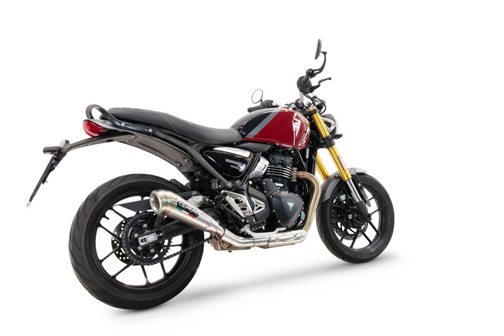 GPR exhaust Triumph Scrambler 400 X 2023-2025, Powercone Evo, Homologated legal slip-on exhaust including removable db killer and link pipe - GPR Exhausts