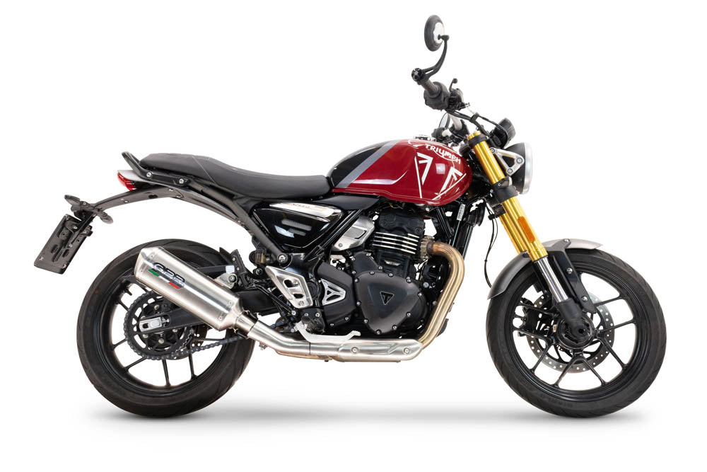 GPR exhaust Triumph Scrambler 400 X 2023-2025, Satinox , Homologated legal slip-on exhaust including removable db killer and link pipe - GPR Exhausts