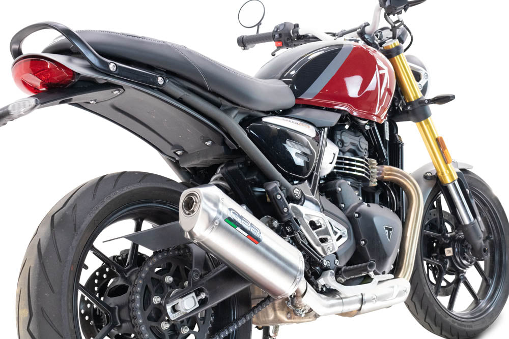 GPR exhaust Triumph Scrambler 400 X 2023-2025, Satinox , Homologated legal slip-on exhaust including removable db killer and link pipe - GPR Exhausts