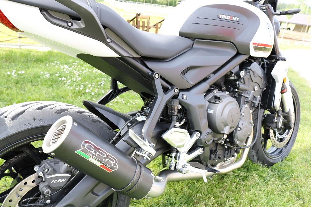 GPR exhaust Triumph Trident 660 2021-2024, M3 Black Titanium, full system exhaust legal for UK and non-EU countries including removable db killer - GPR Exhausts