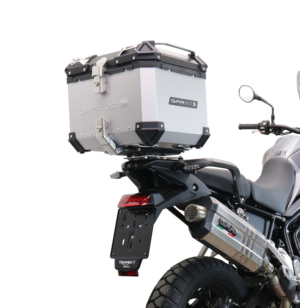 GPR Tech Alpi-Tech 35L Aluminium Top Case with Specific Fitting Plate - Triumph Tiger 850 (2020–2024) - Silver - image 3