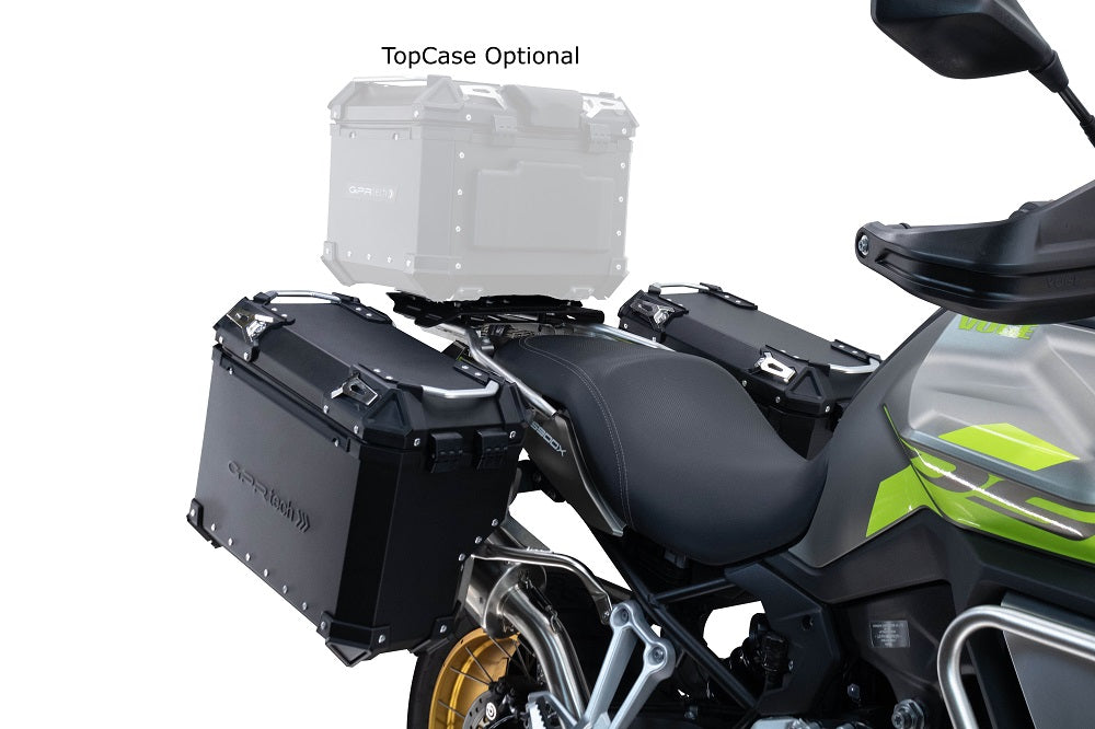 GPR Tech 38L + 32L Contoured Aluminium Side Case Set with Black Pannier Rack - Voge 900DSX (2024–2025) - Silver - image 3