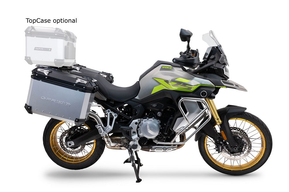 GPR Tech 38L + 32L Contoured Aluminium Side Case Set with Silver Pannier Rack - Voge 900DSX (2024–2025) - Silver