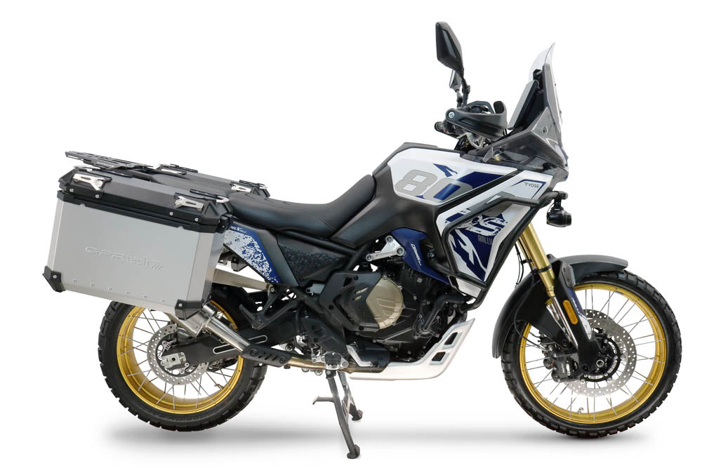 GPR Tech Tech-Evo 38L + 32L Contoured Aluminium Side Case Set with Pannier Rack - Voge DS 800 Rally (2025–2026) - Silver