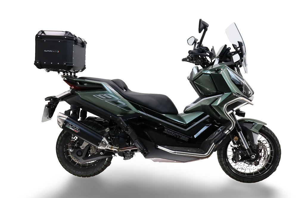 GPR Tech Alpi-Tech 35L Aluminium Top Case with Roof Rack & Specific Fitting Plate - Zontes 368 G (2025–2026) - Black