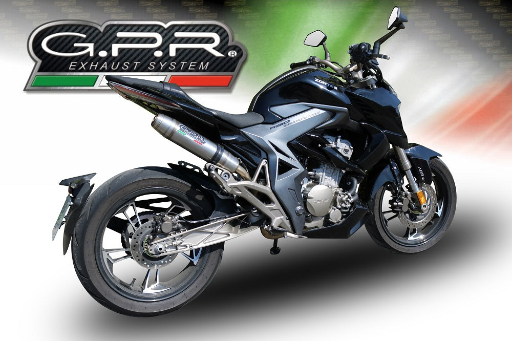 GPR exhaust Zontes Zt 310 2018-2020, Deeptone Inox, full system exhaust legal for UK and non-EU countries including removable db killer - GPR Exhausts