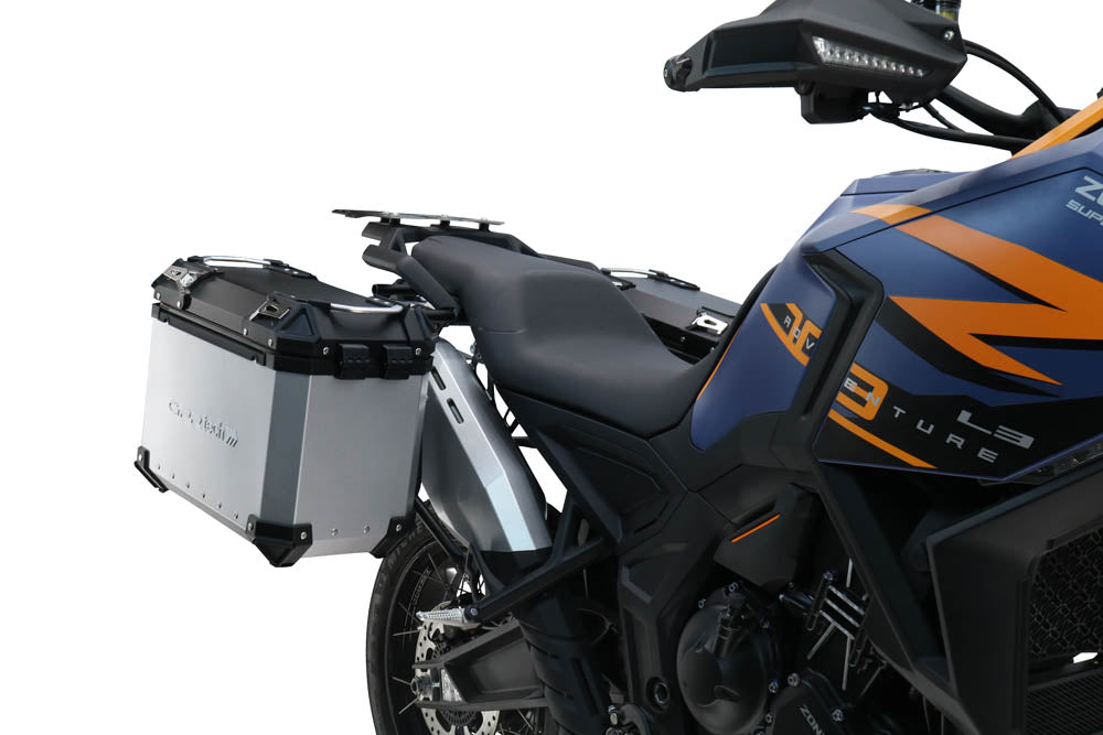 GPR Tech 38L + 38L Aluminium Side Case Set with Pannier Rack - Zontes 703 F (2024–2026) - Silver - image 2