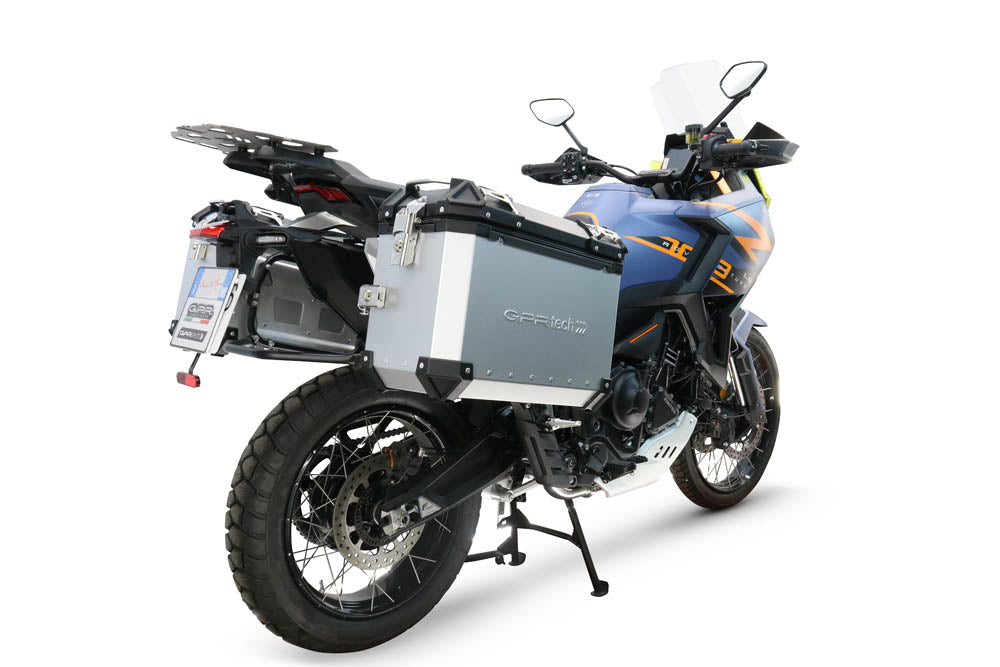 GPR Tech 38L + 38L Aluminium Side Case Set with Pannier Rack - Zontes 703 F (2024–2026) - Silver - image 3